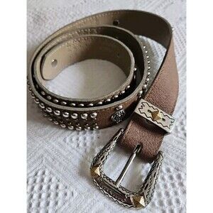 Jana Genuine Leather Western Belt Silver With Brass Accents New Sz Medium